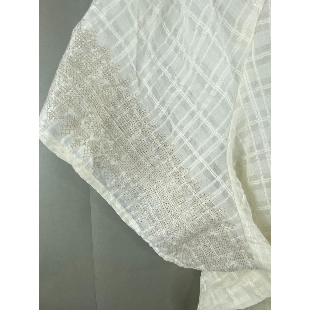 NWT Falls Creek Womens Blouse Top 2X Cream Cotton Gauze Embroidered Boho Cottage - Picture 7 of 13